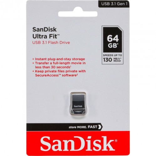 SanDisk Cruzer Ultra Fit 64GB USB 3.1 SDCZ430-064G-G46 722192-36