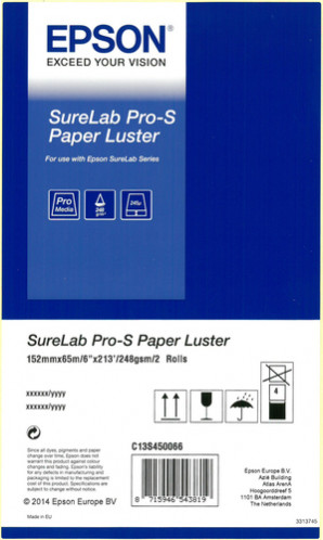1x2 Epson SureLab Pro-S papier lustré 152 mm x 65 m 248 g BP 587918-32