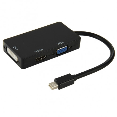 Mini DisplayPort Male to HDMI + VGA + DVI Adaptateur femelle Câble convertisseur pour Mac Book Pro Air, Longueur de câble: 17cm (Noir) SM620B-36
