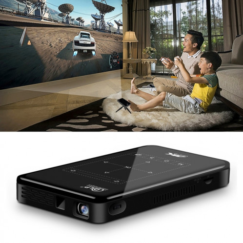 P09 Mini projecteur intelligent portable 4K Ultra HD DLP avec télécommande infrarouge, Amlogic S905X 4-Core A53 jusqu'à 1,5 GHz Android 6.0, 1 Go + 8 Go, prise en charge WiFi 2.4G / 5G, Bluetooth, carte TF (noir) SH166B205-315