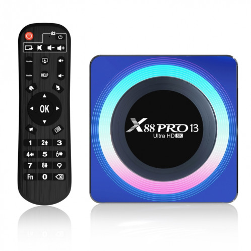 Acrylique X88 Pro 13 8K Ultra HD Android 13.0 Smart TV Box avec télécommande, RK3528 Quad-Core, 4 Go + 128 Go (prise UE) SH26EU739-39