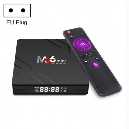 M96mini 4K Smart TV BOX Android 9.0 Lecteur multimédia avec télécommande, Quad-core RK3228A, RAM : 2 Go, ROM : 16 Go, WiFi double bande, prise UE SH10EU1133-311