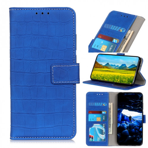 Texture de crocodile Table à bascule horizontale avec porte-cartes et portefeuille pour iPhone 13 (bleu) SH602C1242-37