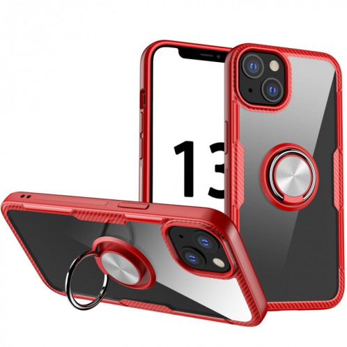 TPU TPU + TPU + acrylique antichoc avec support de bague pour iPhone 13 mini (rouge) SH502C447-37