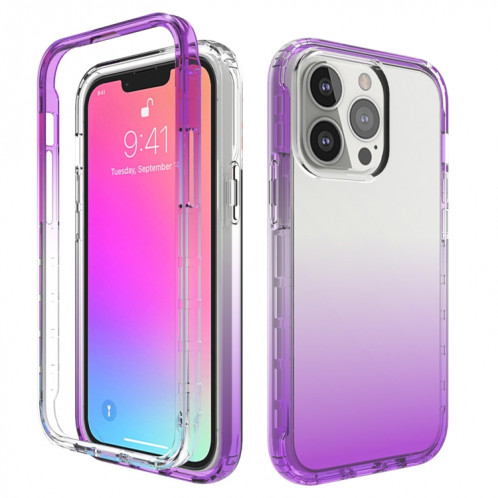 Changement progressif de la transparence élevée de la transparence des chocs à deux couleurs PC + TPU Candy Colors Cas de protection pour iPhone 13 (Violet) SH402C74-36