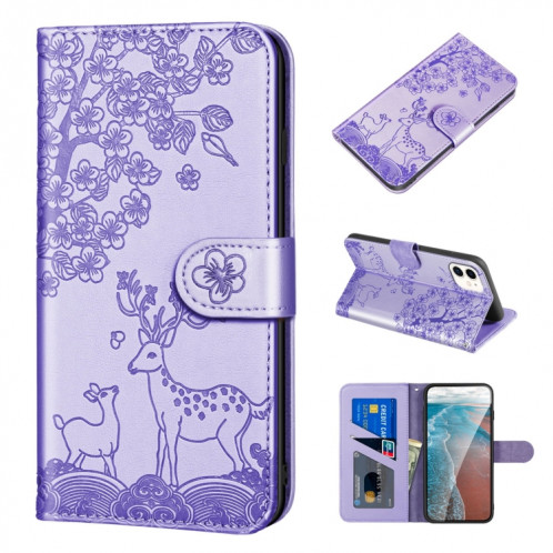Cas de gaufrage SIKA Pattern Horizontal Flip PU Coque en cuir PU avec support et carte de portefeuille et cadre de portefeuille et photo pour iPhone 13 (violet) SH111D1051-37