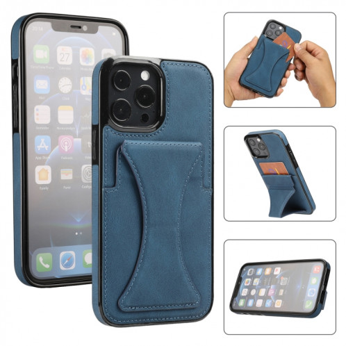 Boîtier de protection anti-achats ultra-mince avec support et fonction magnétique métallique pour iPhone 13 Pro (Bleu) SH903E1611-37