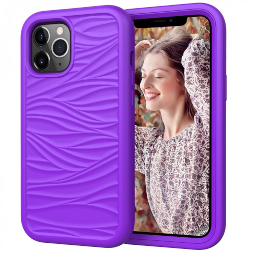 Motif de vague 3 en 1 Cas de protection Silicone + PC antichoc pour iPhone 13 Pro (violet) SH703H538-36