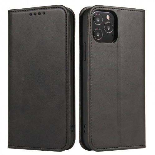 Texture de mollet Horizontal Horizontal Horizontal Boîtier avec porte-cartes et portefeuille pour iPhone 13 Pro Max (Noir) SH204A91-38