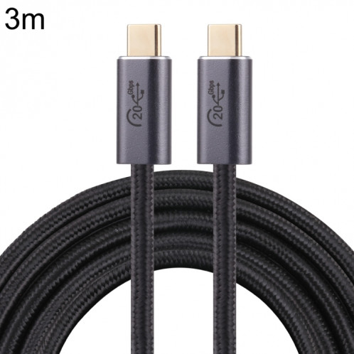 20GBPS USB 3.2 USB-C / Type-C mâle au câble de données tressé mâle USB-C / C / C, longueur de câble: 3m (noir) SH205A956-34