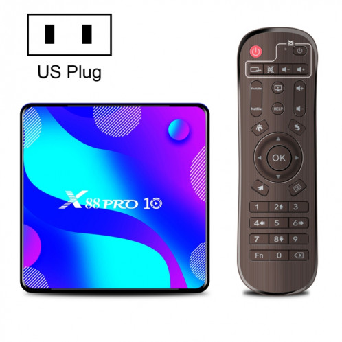 X88 Pro10 4K Smart TV Box Android 11.0 Player Media, RK3318 Quad-core 64bit Cortex-A53, RAM: 2 Go, ROM: 16 Go (Plug US) SH601A1975-37