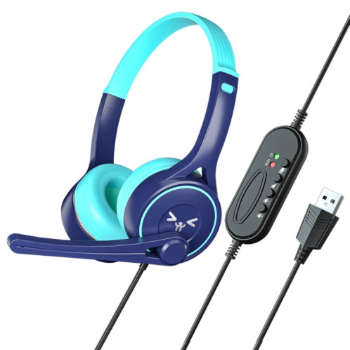 SOYTO SY-G30 Casque de jeu ergonomique à suppression de bruit filaire, interface : USB (bleu cyan) SS702D112-36
