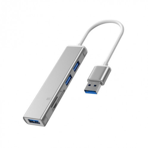 Emplacement pour carte USB vers SD / TF 5 en 1 + 3 ports USB HUB de station d'accueil multifonctionnel (argent) SH402B1452-36