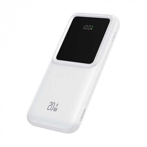 USAMS US-CD193 Banque d'alimentation portable à affichage numérique 10000 mAh 20 W avec câble (Blanc) SU601B123-37