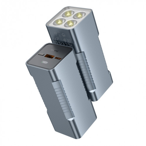 hoco Q15 Flashlight 22.5W Banque d'alimentation entièrement compatible 10000mAh (Gris métal) SH201B22-37