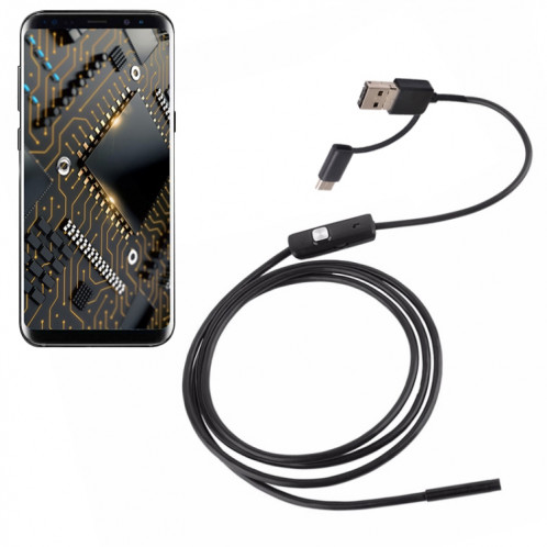 AN100 3 en 1 IP67 étanche USB-C / Type-C + Micro USB + USB HD Caméra d'inspection de tube de serpent d'endoscope pour pièces de téléphone portable Android à fonction OTG, avec 6 LED, diamètre de l'objectif: 7 mm SH802A452-38