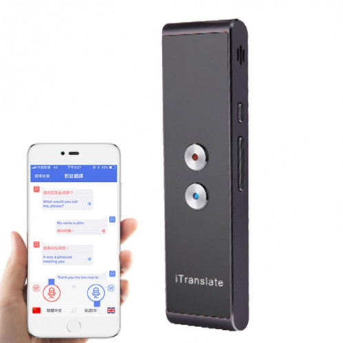 T8 poche Pocket Smart Traducteur de voix Traducteur de parole en temps réel avec Dual Mic, soutien 33 langues (Noir) SH087B720-311