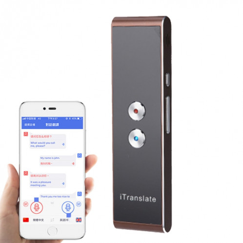 T8 Handheld Pocket Smart Traducteur de voix Traducteur de parole en temps réel avec double microphone, soutien 33 langues (or) SH087J1616-311