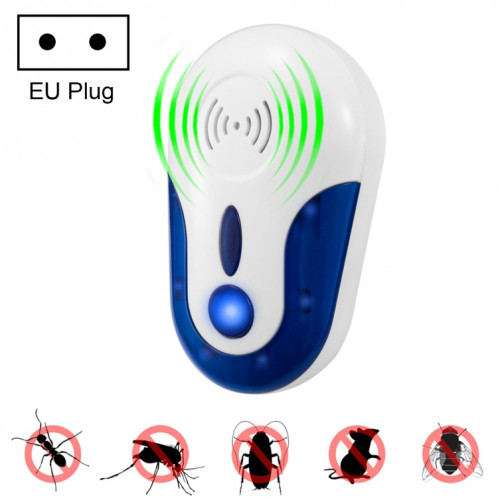 4W électronique ultrasonique anti-moustique rat Mouse cafard insecte antiparasitaire répulsif, prise de l'UE, AC 90-250V (blanc + bleu) S4221A833-37