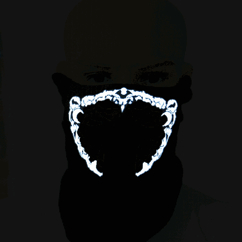 Masque FG-FULL-01 Halloween avec commande vocale et masque de contrôle de la voix par la lumière froide et la terreur (bleu) SH381L43-310