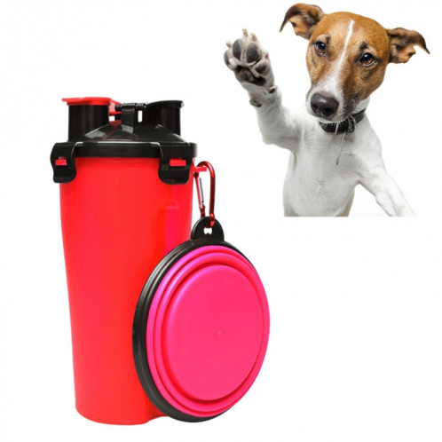 Tasse à eau et à nourriture portable à double usage pour animaux de compagnie avec bol pliant SH710R1331-39