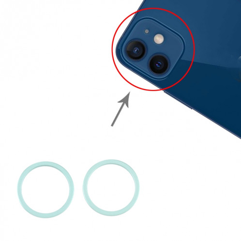 Anneau de protection en métal pour objectif en verre de caméra arrière 2 PCS pour iPhone 12 (vert) SH012G1223-33