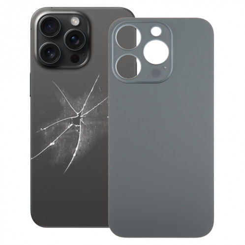 Pour iPhone 15 Pro Remplacement facile Grand trou de caméra Couvercle de batterie arrière en verre (noir) SH44BL1483-37