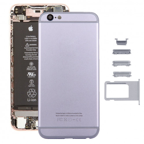 iPartsAcheter 5 en 1 pour iPhone 6s (couverture arrière + porte-cartes + touche de contrôle du volume + bouton d'alimentation + touche de vibreur interrupteur muet) couvercle du boîtier Assemblée complète (gris) SI36HL1517-36