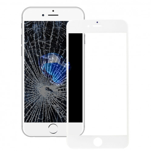 iPartsAcheter pour l'iPhone 7 Lentille extérieure en verre d'écran avant avec le cadre avant de cadre d'écran d'affichage à cristaux liquides et l'adhésif optiquement clair d'OCA (blanc) SI500W1258-36