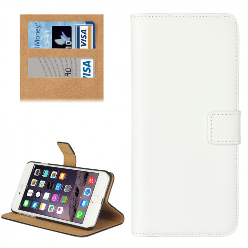 Pour iPhone 8 Plus & 7 Plus Housse en cuir véritable à rabat horizontal avec porte-monnaie et porte-monnaie (blanc) SH314W768-38