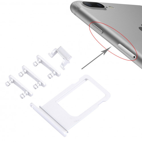 iPartsAcheter pour iPhone 7 Plus Plateau à cartes + Touche de contrôle du volume + Bouton d'alimentation + Touche de vibreur à bouton de mise en sourdine (Argent) SI788S1104-34