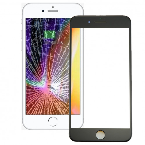 iPartsAcheter pour iPhone 8 Lentille extérieure en verre de l'écran avant avec cadre avant de l'écran LCD et OCA Optically Clear Adhesive (Noir) SI666B613-36