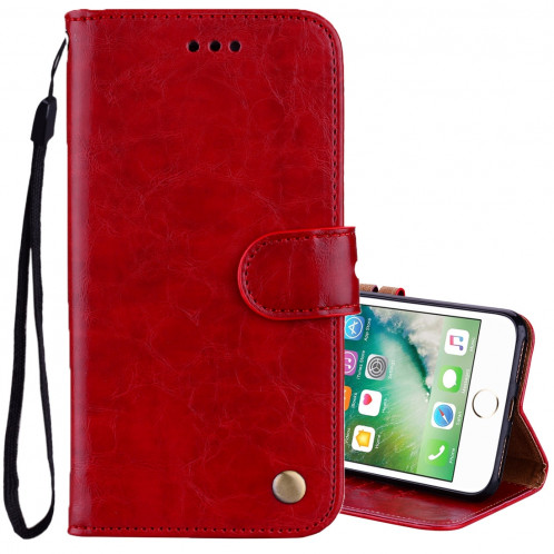 Pour iPhone 8 Plus et 7 Plus Etui à rabat horizontal en cuir avec support, emplacements pour cartes et portefeuille (Rouge) SH883R773-36