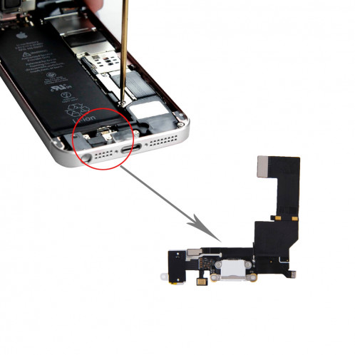 iPartsBuy pour iPhone SE Port de charge d'origine + câble audio Flex (blanc) SI7201573-34