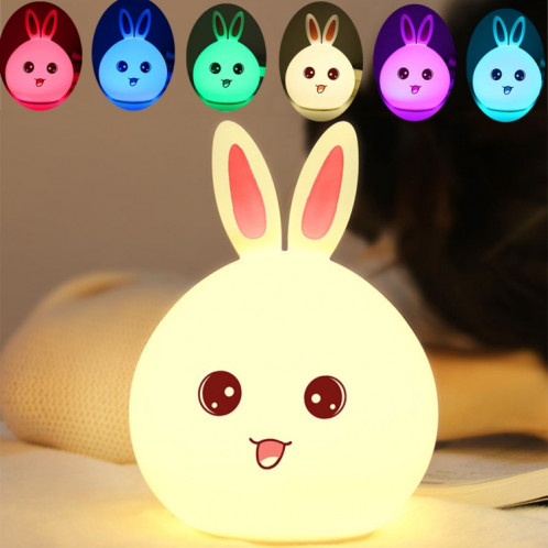 1 W Creative Rabbit Shape 7-couleur Décoloration Tactile Gradation USB De Charge Silicone LED Nuit Lampe (Rose) S1012F1195-312