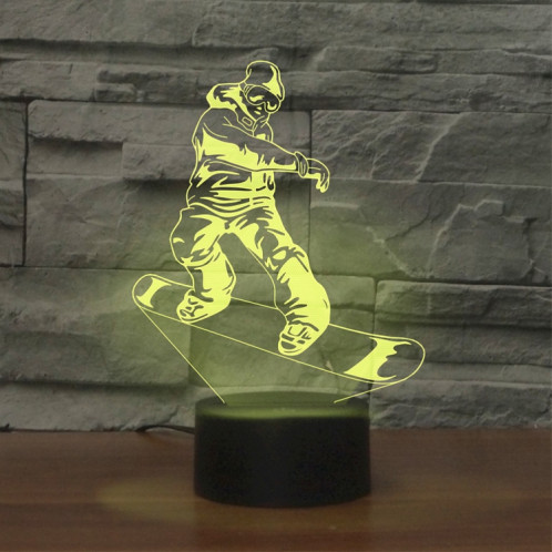 Lampe de table lumineuse colorée de vision de LED de forme 3D de garçon de patin, version à télécommande de 16 couleurs SH6109185-34
