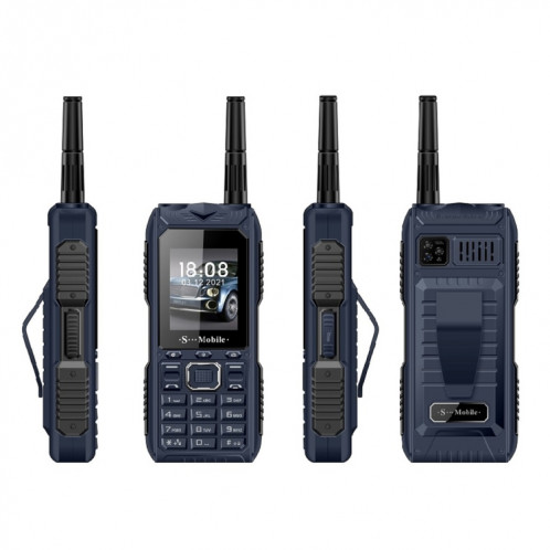 Téléphone aîné S555 à l'épreuve triple, Batterie imperméable à l'épreuve des amortisseurs, une batterie de 2400mAh, 2.2. pouces, 21 touches, lampe de poche LED, FM, quad sim, avec antenne (bleu) SH213L908-36