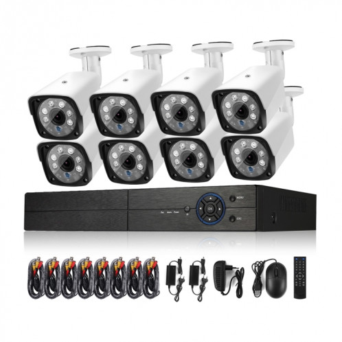 A8B3/Kit 2MP 8CH 1080P Système de caméra de sécurité CCTV Kit de surveillance AHD DVR, prise en charge de la vision nocturne/détection de mouvement (blanc) SH126W721-312