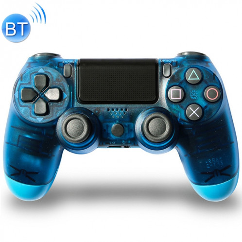 Contrôleur de poignée de jeu Bluetooth sans fil transparent avec lampe pour PS4, version UE (bleu) SH551L1551-34