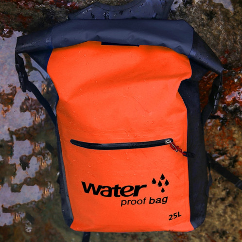 Sac à bandoulière pliant en plein air à double sac étanche en PVC, sac à dos étanche, capacité: 25L (orange) SH897E1847-39
