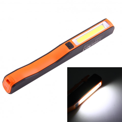 Lumière / lampe-torche de travail de forme de stylo de l'intense luminosité 100LM, lumière blanche, COB LED 2-Modes avec agrafe magnétique rotative de 90 degrés (orange) SH874E183-311