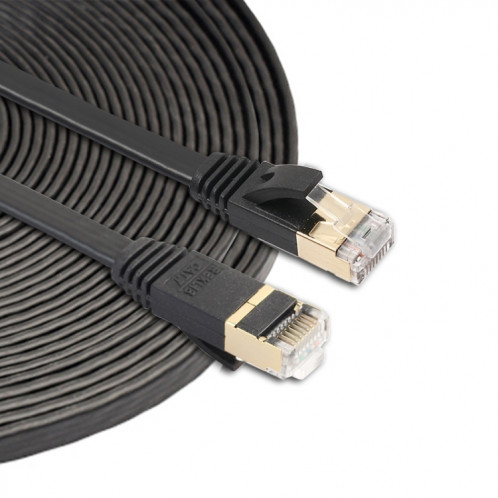 10m CAT7 10 Gigabit Ethernet câble de raccordement ultra plat pour modem routeur réseau LAN Construit avec des connecteurs RJ45 blindés (noir) S1241B1364-33