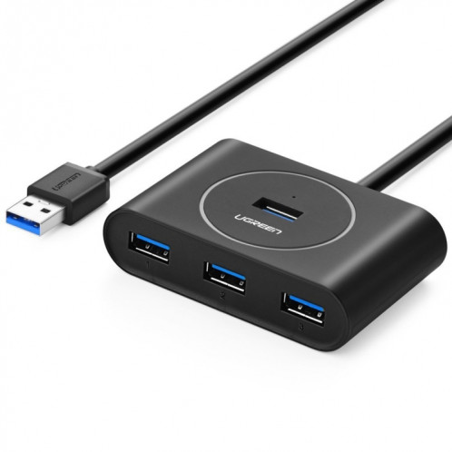 UGREEN Portable Super Speed ​​4 ports USB 3.0 adaptateur de câble HUB, pas de support OTG, longueur de câble: 2 m (noir) SU215B1742-39