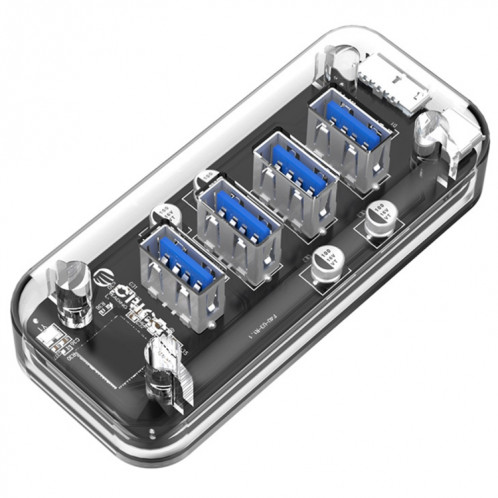 ORICO F4U 4 x ports USB 3.0 HUB de bureau pour transmission rapide 5 Gbps avec voyant bleu (transparent) SO520T1776-310
