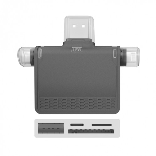 NK-939C 3 en 1 station d'accueil multifonctionnelle USB-C / Type-C + 8pin (gris) SH742H1371-36
