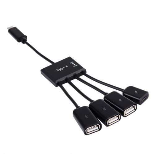 Câble USB 2.0 OTG HUB 4 ports USB-C / Type-C vers USB à 3 ports avec alimentation Micro USB SP99951449-37