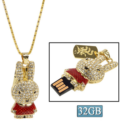 Lapin en forme de diamant bijoux USB Flash Disk (32 Go), rouge SR05RE1215-35