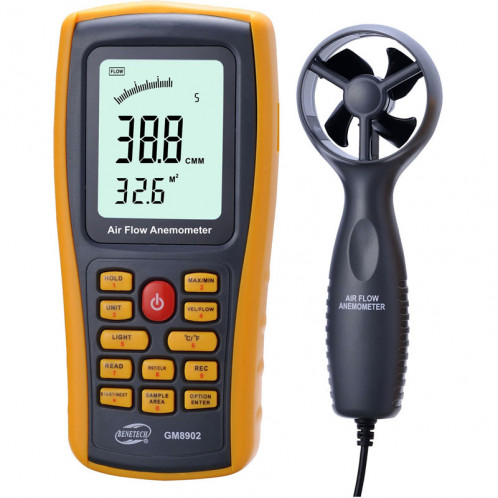 Bémetech GM8902 2,6 pouces écran LCD Digital Wind Meter Anemometer (jaune) SB0036442-36