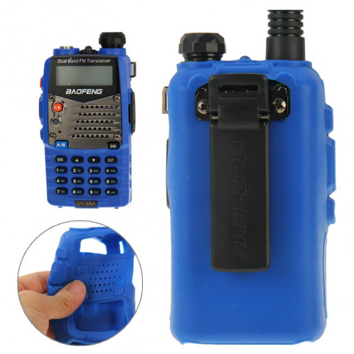 Housse en silicone Pure Color pour talkies-walkies série UV-5R (Bleu) SH696L869-38