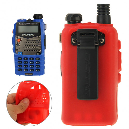 Housse en silicone Pure Color pour talkies-walkies série UV-5R (rouge) SH696R1475-38